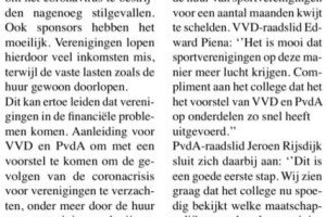PVDA en VVD in actie voor clubs
